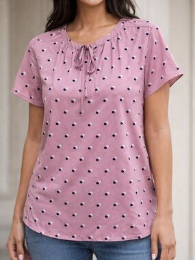 Ann Taylor Factory Lavender with Polka dot print Blouse
